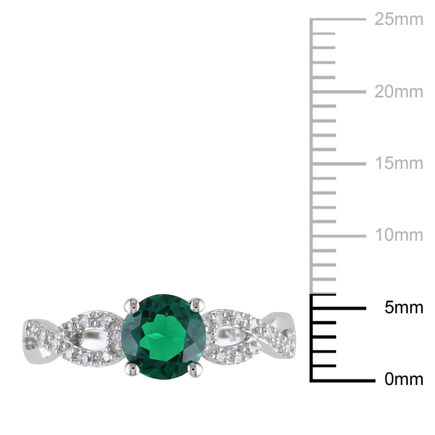 Tangelo 0.80 Carat T.G.W. Created Emerald and 0.10 T.W. Diamond 10 K White Gold Cross-Over Ring