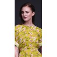 thumbnail image 4 of Bimba Robe Longue Imprimée en Rayonne à Fleurs de Pêche, Taille Smockée, Fente Latérale, Petite, Jaune, 4 of 6
