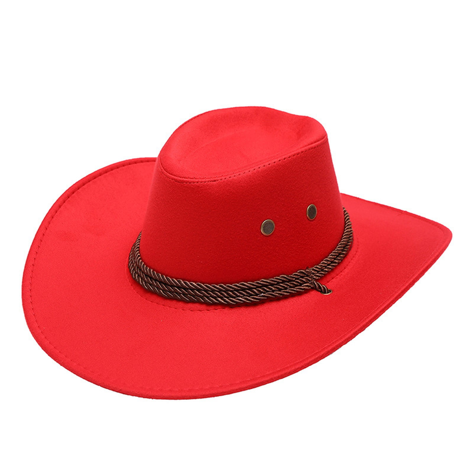 Adult Casual Wide Brim Cowboy Sun Hat - Polyester Material, Adjustable Strap, Sun Protection for Travel/Beach