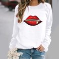 thumbnail image 1 of 2023 Chandail de Mode pour Femmes Rabais de 50 % Liquidation Mode pour Dames Fermeture Éclair Lèvres Imprimé Graphique Manche Col Rond Chandail, 1 of 8