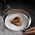 thumbnail image 3 of WIFKLSIIPG Plat de Gril Rond en Acier Inoxydable avec Poignée Assiette de Déjeuner Polyvalente Bord Roulé Plaque de Cuisson pour Dessert Cuit Croustilles Poêles, 3 of 7
