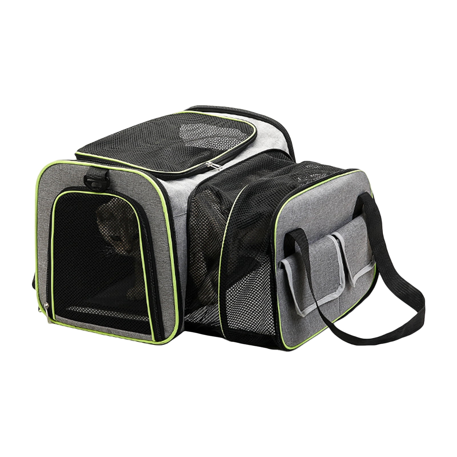 Expandable Pet Carrier Bag With Zip Handle Pockets Foldable Cat Carrier Travel Bag Breathable Mesh Carrier Bag Outdoor Transport Bag for Cats and Small Dogs Travel Camping Hiking