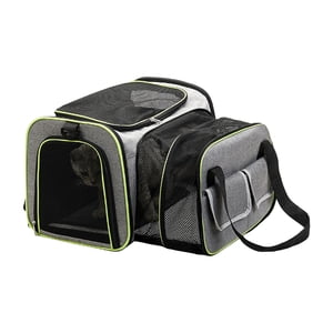 Expandable Pet Carrier Bag With Zip Handle Pockets Foldable Cat Carrier Travel Bag Breathable Mesh Carrier Bag Outdoor Transport Bag for Cats and Small Dogs Travel Camping Hiking
