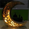 thumbnail image 4 of Creative Wooden Eid Mubarak Ramadan Mirror Golden Moon Table Decorations Castle Hollow Letters with Led Lights Dining Table Decoration Crafts, 4 of 9