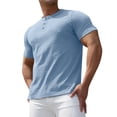 thumbnail image 1 of BOBOGOJP T-Shirts de Mode pour Hommes Manches Courtes Col Rond Hauts de Travail Couleur Unie Chandail (Bleu,G), 1 of 5