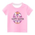 thumbnail image 2 of EGNMCR Blouses & Chemises à Manches Courtes Col Rond pour Tout-Petits Garçons Filles Mode Imprimé Ufs de Lapin de Pâques, 2 of 4