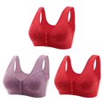 thumbnail image 2 of ylioge 3 Pack Plus Size Womens Front Closure Bras M-7XL No Underwire Push Up Underwear Bra Multipack Full Coverage Soft Support Bralettes, 2 of 6