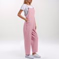 thumbnail image 4 of Combinaison Décontractée Confortable pour Femme, Couleur Unie, avec Poches, Printemps Été, Combinaison Boutonnée Décontractée, Combinaison pour Femme, Rose G, 4 of 7