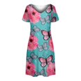 thumbnail image 4 of TJAZFJPA Robes d'Été Grande Taille pour Femmes Robe d'Été à Manches Courtes Robe Mode Col en V Évasée Fluide Robe Confortable Robe Moulante Robe Grande Taille Robe Noire, 4 of 5