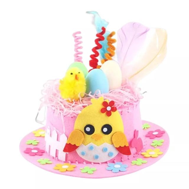 kurtrusly Complete Easter Hat Making Kit Eco-Friendly Non-Woven For Children Eco-friendly Easter Hats Are pink