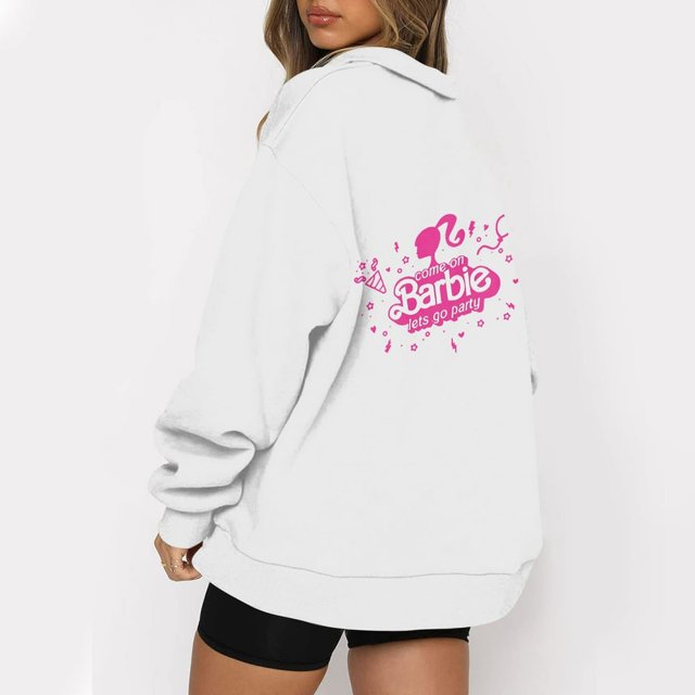 Mode Décontractée à Manches Longues Imprimé Floral Fermeture Éclair Épaule Extérieure Surdimensionnée Sweat-Shirts Noir S