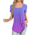 thumbnail image 1 of CEHVOM Femmes Mode Imprimé Casual V-Cou Manches Courtes T-Shirt Chemisier Tops, 1 of 6