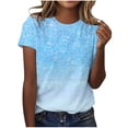 thumbnail image 2 of Jsaierl T-Shirts à Manches Courtes Dégradé Imprimé Scintillant Col Rond Fête Club Tops Été Tendance Décontracté, 2 of 4