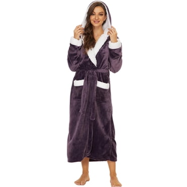 Rosa Junio Plush Robes for Women, Fleece Fuzzy Womens Robe Long, Soft Warm Women's Bathrobe with Hood for Bath Spa Shower House