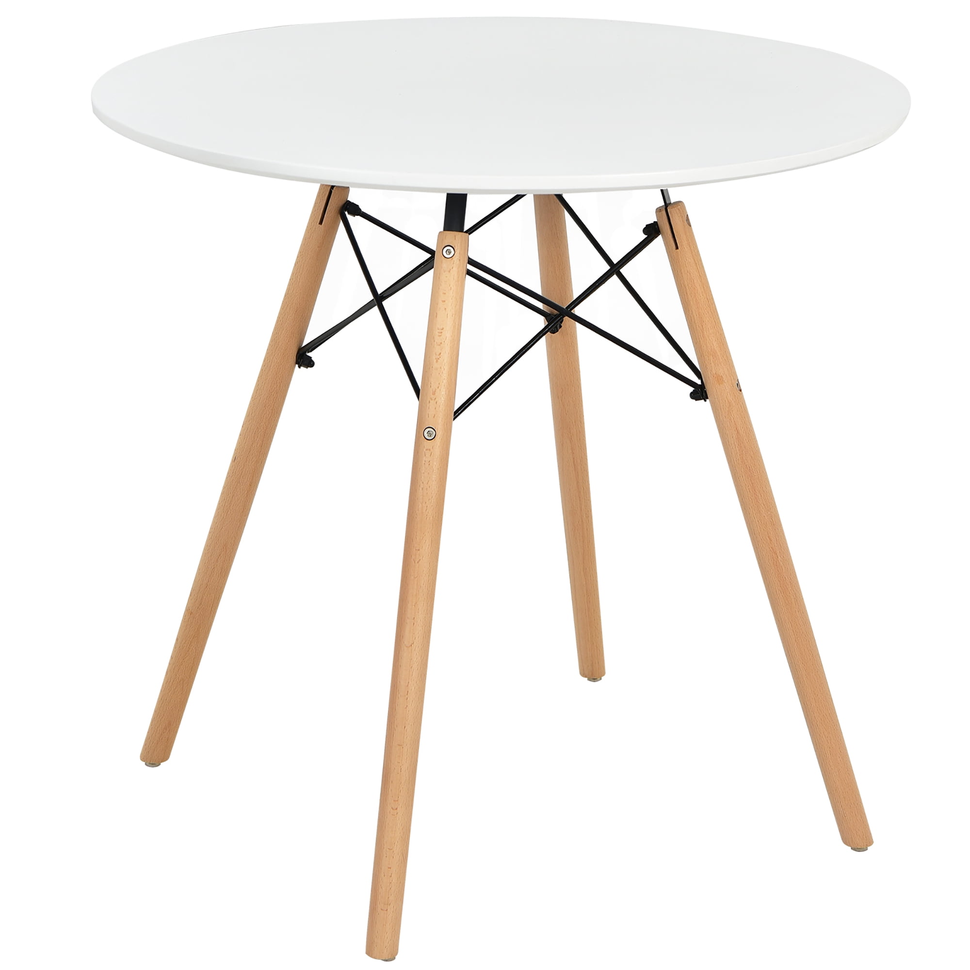 Costway Dining Table Round White Modern Dining Table 31.5" W/Solid Wooden Leg For Kitchen