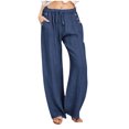 thumbnail image 1 of VEKDONE Womens Linen Long Pants Blue S, 1 of 5
