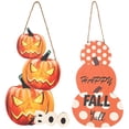 thumbnail image 1 of Miangastore 2Pcs Halloween Decoration Hanging Sign Wood Pumpkin Decoration for Home, 1 of 8