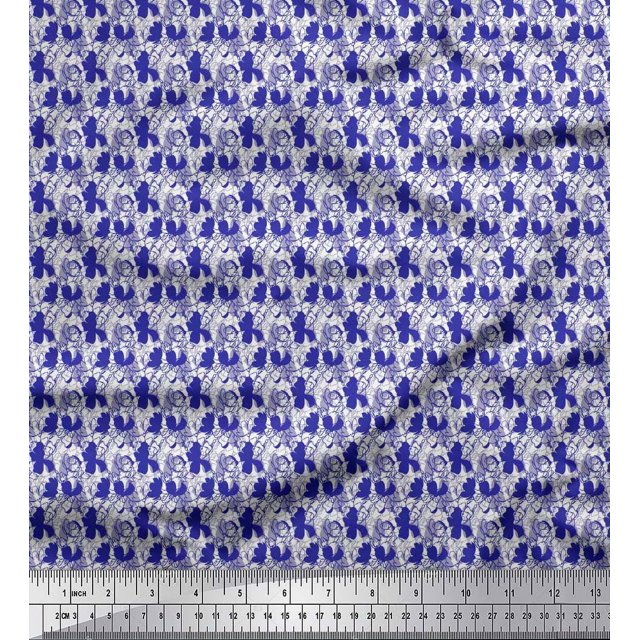 Soimoi Poly Georgette Fabric Flower Artistic Decor Fabric Printed Yard 52 Inch Wide