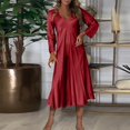 thumbnail image 1 of Gspmoly Robe pour Femmes, Robe Décontractée à Col Rond pour Femmes à Manches Longues Lanterne, Chandail à Enfiler avec Ceinture, Robe de Couleur Unie, Robes de Cocktail pour Femmes jusqu'à 60 % de Rabais, 1 of 7