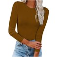 thumbnail image 1 of Qertyioot T-Shirt Blouse Basique Aguichant Moulante Extensible à Manches Longues pour Femme, Mode d'Automne, Hauts Unis, 1 of 7