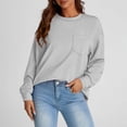 thumbnail image 2 of Chandail en Molleton Ultra Doux Texturé pour Femmes Col Rond Manches Longues Tuniques Blouses avec Poches Confort Décontracté Athlétique Chandail Blouses Tenues Automne Hiver, 2 of 7
