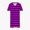 thumbnail image 4 of Pisexur Robes d'Été pour Femmes Mode Imprimé Floral Robe Décontractée Ample Col en V Manches Courtes Robes T-Shirt Fluide Surdimensionnée Robe de Plage avec Poches Grande Taille Mi-Mollet L-5TG, 4 of 5