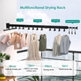 thumbnail image 4 of Wall Mounted Clothes Drying Rack, Folding Retractable Laundry Clothing Drying Rack, J Shape Hooks Clothes Hanger Rack, 4 of 8