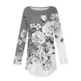 thumbnail image 4 of DPTALR Womens Round Neck Printing Fall Blouses Smocked Long Sleeve Shirts Tops, 4 of 5