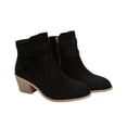 thumbnail image 2 of LSLJS Women's Retro Chunky Heeled Ankle Boots Double Buckle Strap Side Zipper Boots Comfortable Short Boots, Work Boots, 2 of 5