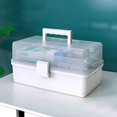 thumbnail image 4 of Pill Storage Box 3-Layer Large Capacity Home Cosmetics Case Plastic Sundries Organizer  Ordinary Style  Pink, 4 of 10