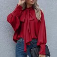 thumbnail image 2 of Timegard T Shirts for Women Ruffle Long Sleeve Crew Neck Tops Soft Solid Color Casual Loose Dressy Blouses, 2 of 5