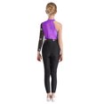 thumbnail image 2 of Oyolan Combinaison de Danse Patchwork en Maille à une Épaule pour Filles Enfants Violet 8, 2 of 7