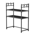 thumbnail image 2 of Iumwxz Microwave Oven Shelf Multi Layer Countertop Kitchen Organizer No Drill Easy Install Durable Space Saving Storage Rack Spice Towel Appliance Holder with Hooks 1 Piece black D, 2 of 6