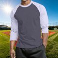 thumbnail image 2 of cllios T-Shirts de Baseball pour Hommes à Manches 3/4 Col Ras du Cou Manches Raglan T-Shirts en Jersey à Blocs de Couleur Hauts Athlétiques Décontractés P-4TG, 2 of 6
