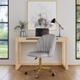 thumbnail image 2 of Linon Alyssa Chaise de Bureau Pivotante Réglable Rembourrée Pattes Dorées en Gris Pâle, 2 of 17