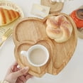 thumbnail image 4 of TopLLC Kitchen Gadgets, Kitchen Accessories, Kitchen Utensils, Kitchen Tool Heart Shaped Solid Wood Tray Double Fruit Tray Partitioned Solid Wood Tray Heart Shaped Solid Tray, 4 of 6