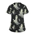 thumbnail image 4 of FcBaudy Hauts pour Femmes, Blouses & Chemises à Manches Courtes Col en V Mode Décontractée d'Halloween Imprimé Manches Courtes Col en V Poche Blouse d'Infirmière Polyester pour Femmes, 4 of 5