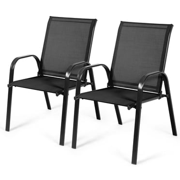 Gymax Set of 2 Patio Chairs Dining Chairs w/ Steel Frame Yard Garden Outdoor