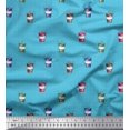 thumbnail image 1 of Soimoi Blue Moss Georgette Fabric Coffee Glass & Dots Print Fabric by the Yard 42 Inch Wide, 1 of 3