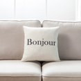 thumbnail image 1 of Bonjour Text On White With Feather Down Insert Pillow, 1 of 1