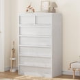 thumbnail image 1 of Commode à 7 Tiroirs pour Chambre, Commode Haute de 46 Po à 7 Tiroirs avec Grand Rangement, Organisateur Commode en Bois Blanc Table de Nuit pour Salon, Garde-Robe, Entrée, 1 of 7