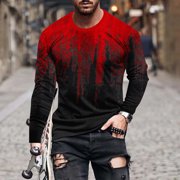 Meichang T-shirt manches longues hommes graphique, Mens graphique Tees Trendy 3D T-shirts à impression optique Col rond Nouveauté Chemises à manches longues quotidiennes pour hommes