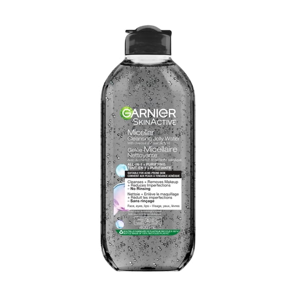 Garnier Micellar Cleansing Jelly Water, All-in-1 Purifies with Charcoal and Salicylic Acid, For Acne-Prone Skin, Vegan Formula, 400 ml