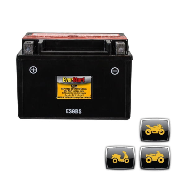 EverStart Power Sport ES9BS – 12 Volts, Batterie de sport motorisé, 120 ADF