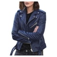 thumbnail image 2 of Mikilon Women Cool Faux Leather Jacket Long Sleeve Zipper Fitted Coat Fall Short Jacket, 2 of 4