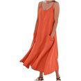 thumbnail image 2 of Liquidation Horkkom Robe Maxi pour Femmes Col en V Couleur Unie Robes d'Été Décontractées Sans Manches Robe de Plage Vacances avec Poches TTG, 2 of 6