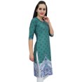 thumbnail image 3 of Bimba Tunique Verte Imprimée pour Femme en Georgette Kurti Kurta Indienne Blouse Longue-26, 3 of 8