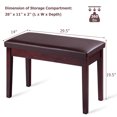 thumbnail image 2 of Costway Solid Wood PU Leather Piano Bench Padded Double Duet Keyboard Seat Storage Brown, 2 of 10