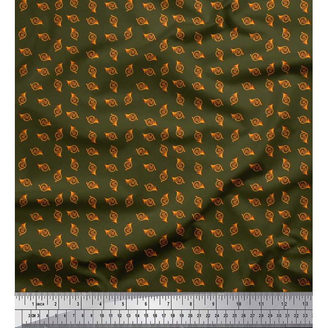 Soimoi Velvet Fabric French Horn Musical Instrument Fabric Prints by Yard 58 Inch Wide