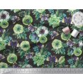thumbnail image 2 of Soimoi Tissu Georgette Poly Vert Feuilles, Insectes et Fleurs d'Anémone Imprimé au Mètre 42 Pouces de Large, 2 of 3